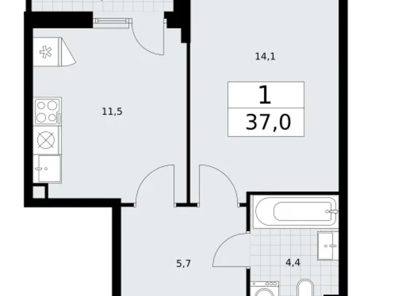 Appartement 1 chambre 37 m² Vnoukovo, Russie