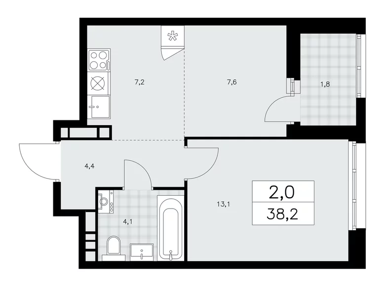 Appartement 2 chambres 38 m² poselenie Sosenskoe, Fédération de Russie