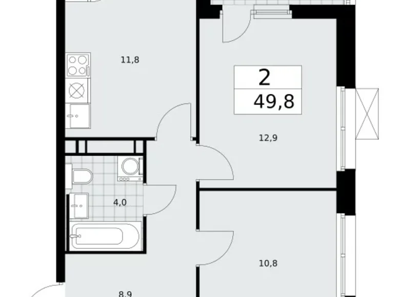 Apartamento 2 habitaciones 50 m² Moscú, Rusia