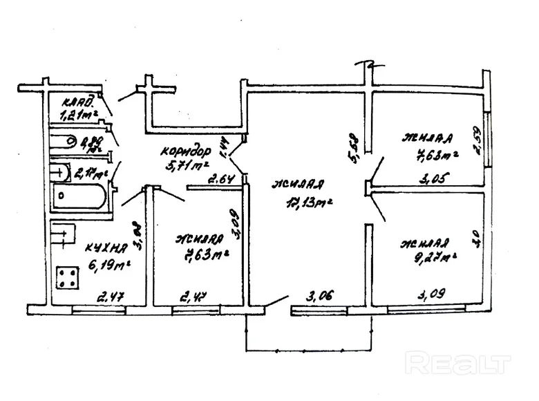 Квартира 4 комнаты 59 м² Минск, Беларусь