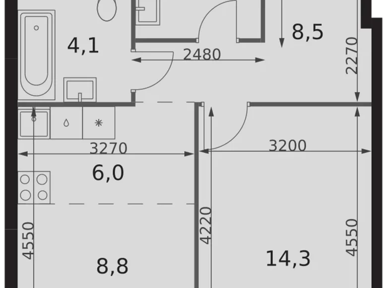 Mieszkanie 2 pokoi 46 m² Konkovo District, Rosja