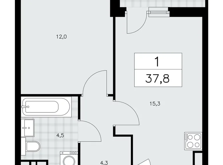 Apartamento 1 habitación 38 m² poselenie Sosenskoe, Rusia