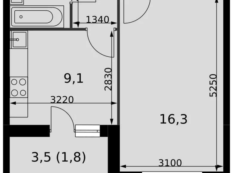 Apartamento 1 habitación 38 m² Razvilka, Rusia