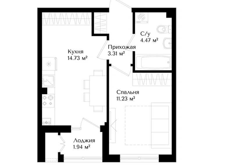 Квартира 1 комната 35 м² Ташкент, Узбекистан