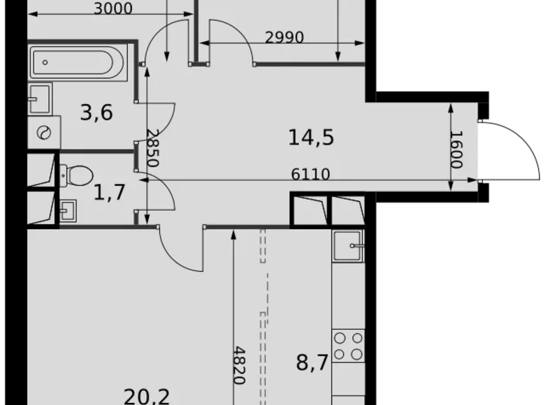 3 room apartment 76 m² Razvilka, Russia