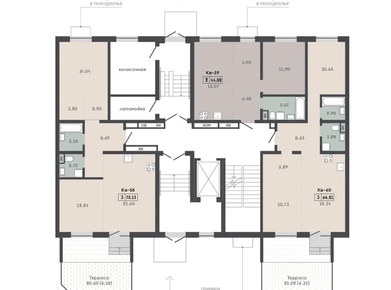 Mieszkanie 3 pokoi 66 m² Mińsk, Białoruś