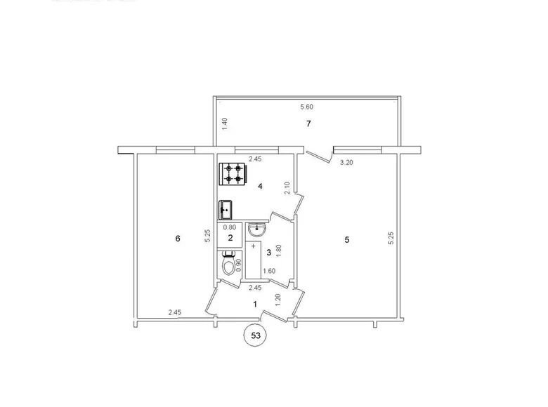 Kvartira 2 xonalar 51 m² Toshkentda