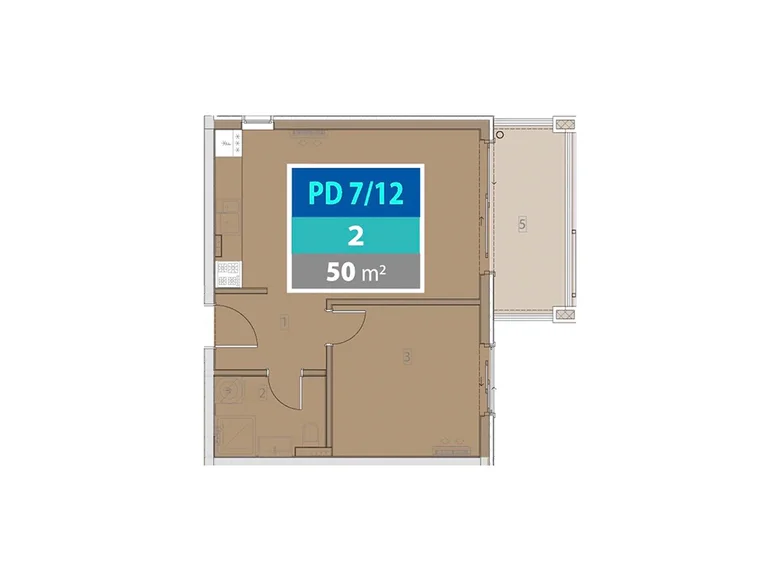 Квартира 2 комнаты 50 м² Provodina, Черногория