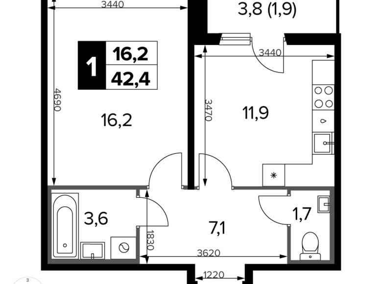 Appartement 1 chambre 42 m² Moscou, Russie