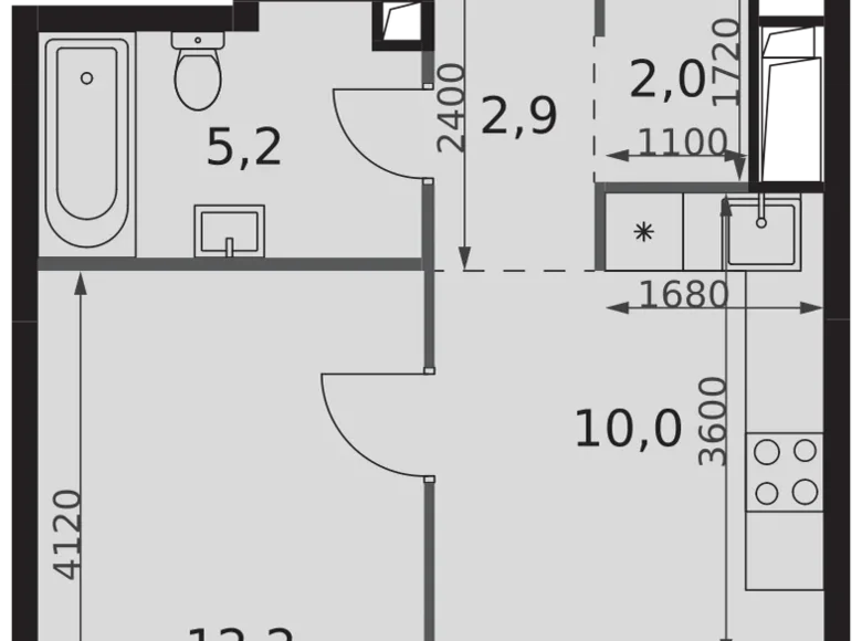 1 room apartment 35 m² North-Western Administrative Okrug, Russia