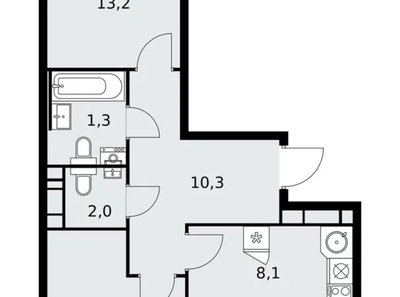 Appartement 3 chambres 63 m² Moscou, Fédération de Russie