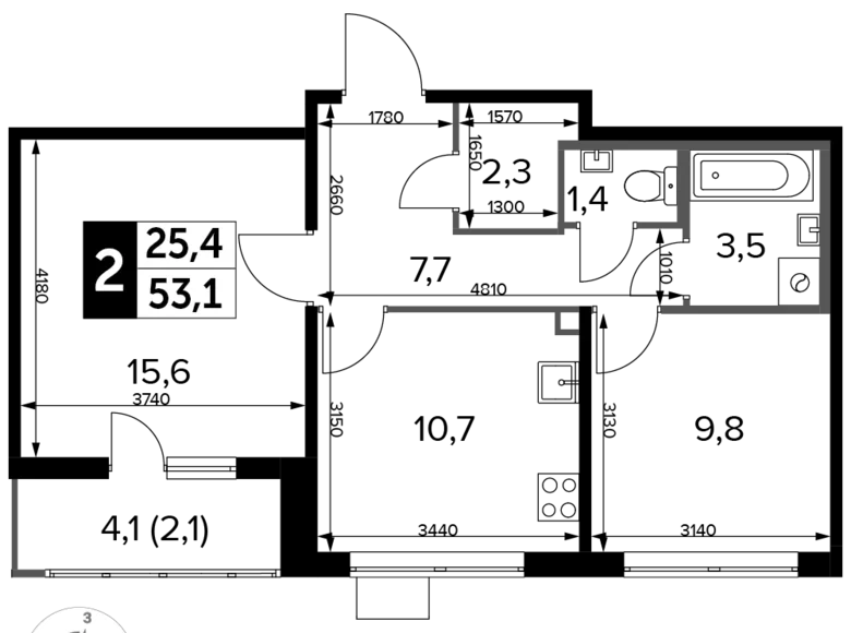 Mieszkanie 2 pokoi 53 m² Nekrasovka District, Rosja