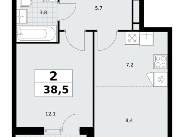 Wohnung 2 zimmer 39 m² Postnikovo, Russland