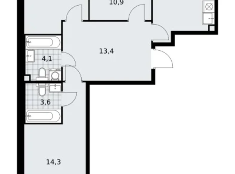 Квартира 3 комнаты 73 м² поселение Сосенское, Россия