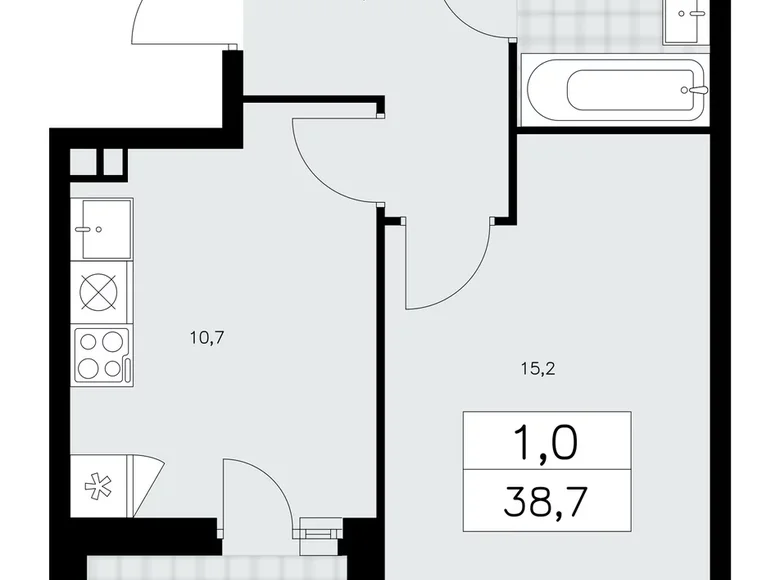 Wohnung 1 zimmer 39 m² poselenie Sosenskoe, Russland