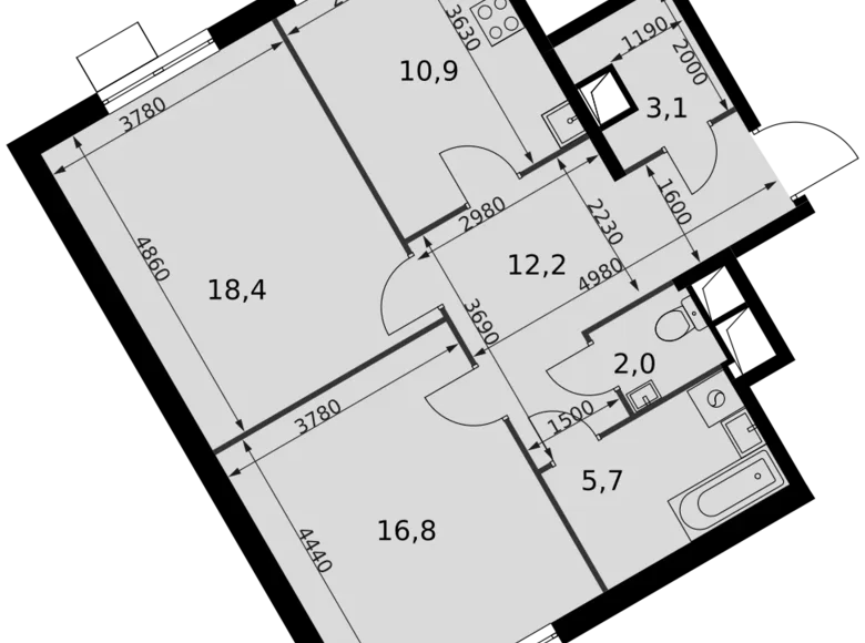 Apartamento 2 habitaciones 69 m² Razvilka, Rusia