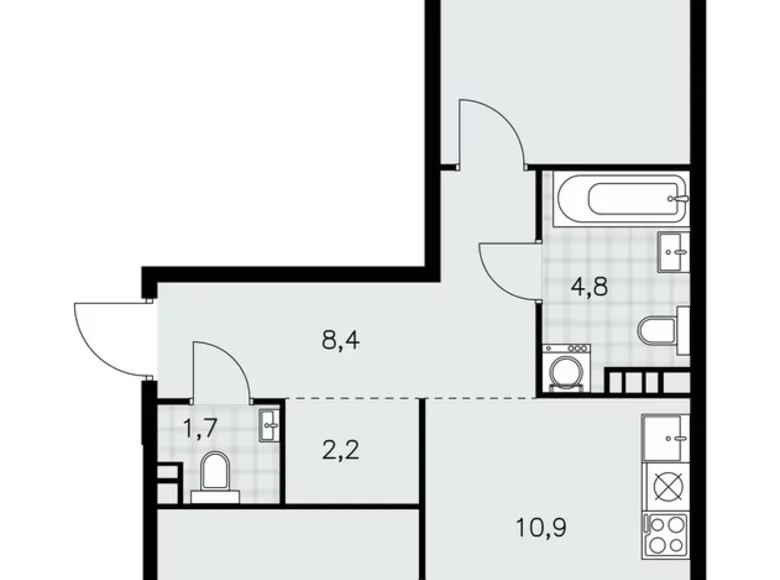 Mieszkanie 3 pokoi 67 m² poselenie Sosenskoe, Rosja