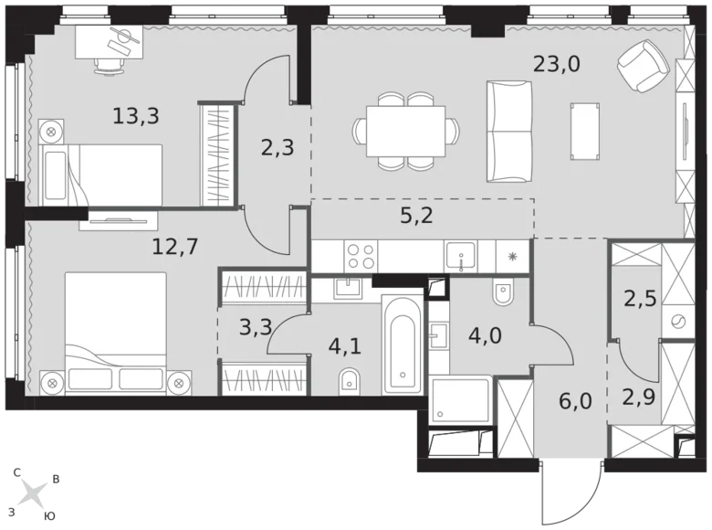 Appartement 3 chambres 79 m² North-Western Administrative Okrug, Fédération de Russie