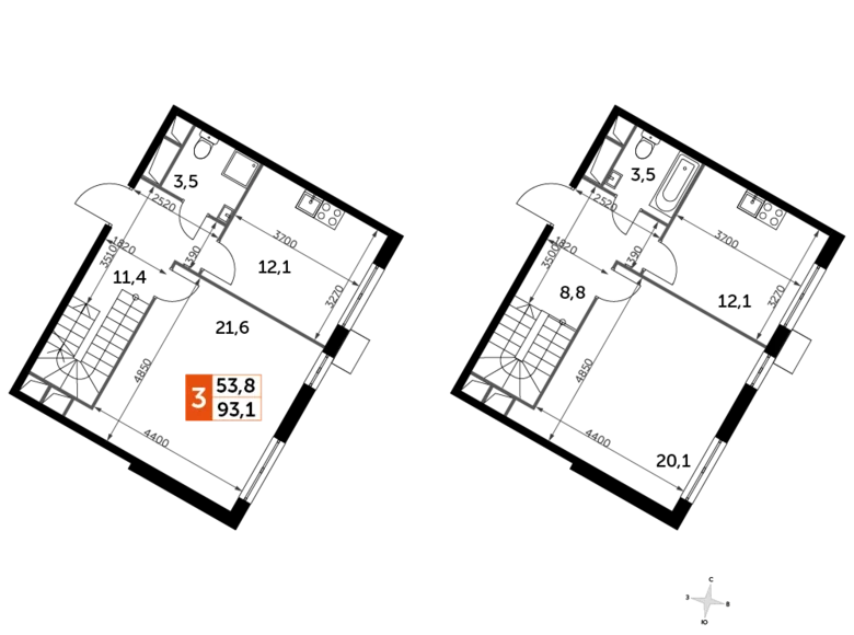 Квартира 3 комнаты 93 м² Развилка, Россия