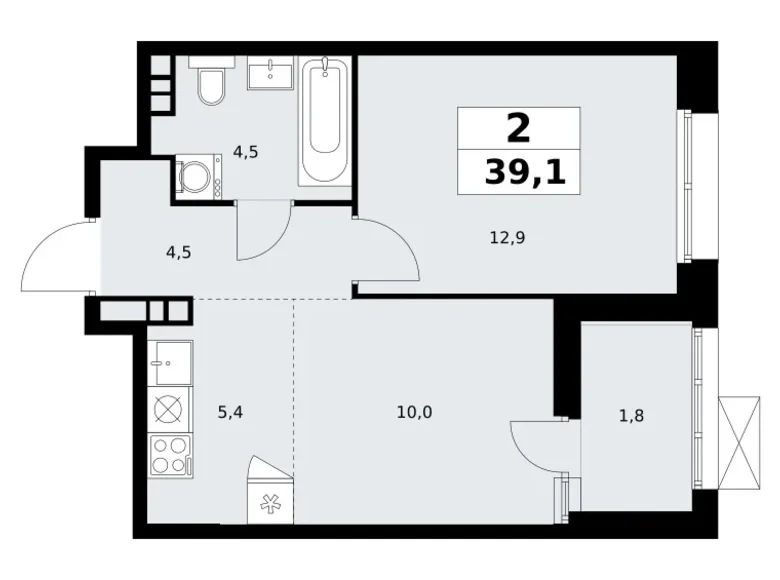 Wohnung 2 Zimmer 39 m² poselenie Sosenskoe, Russland