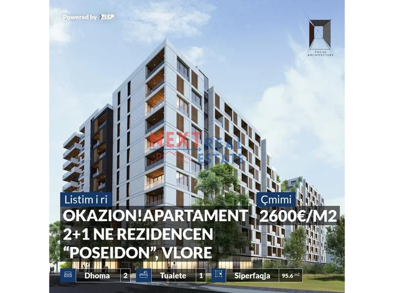 Mieszkanie 3 pokoi 96 m² Bashkia Vlore, Albania