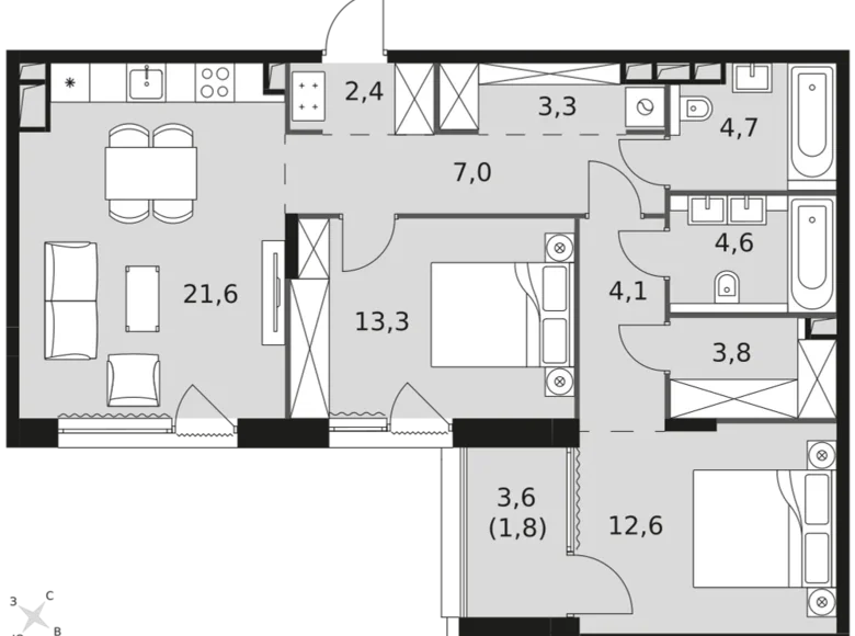 Apartamento 3 habitaciones 79 m² Rostokino District, Rusia