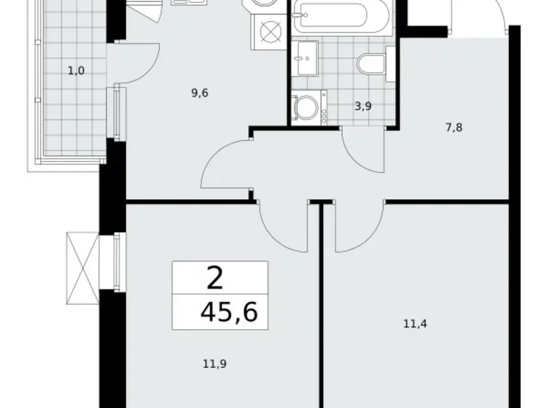 Apartamento 2 habitaciones 46 m² Moscú, Rusia