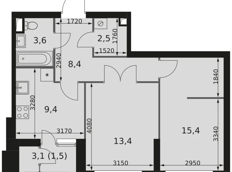 Apartamento 2 habitaciones 54 m² Moscú, Rusia
