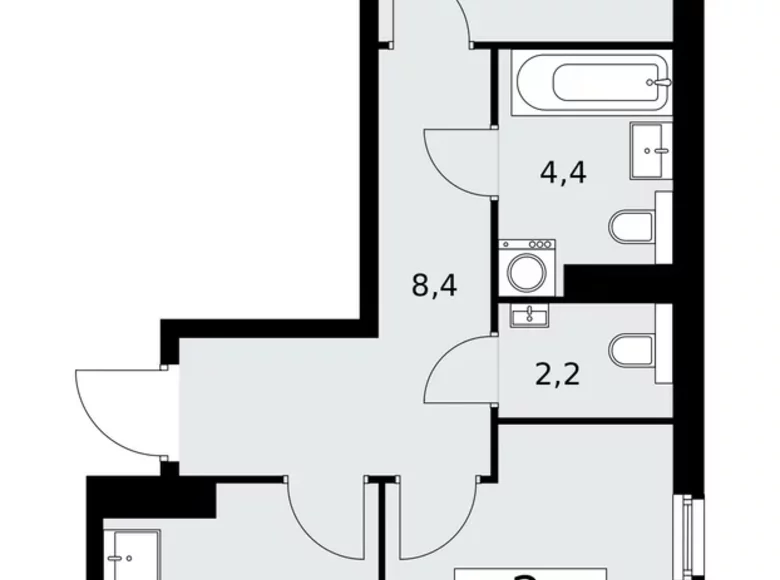 Appartement 2 chambres 52 m² poselenie Sosenskoe, Fédération de Russie