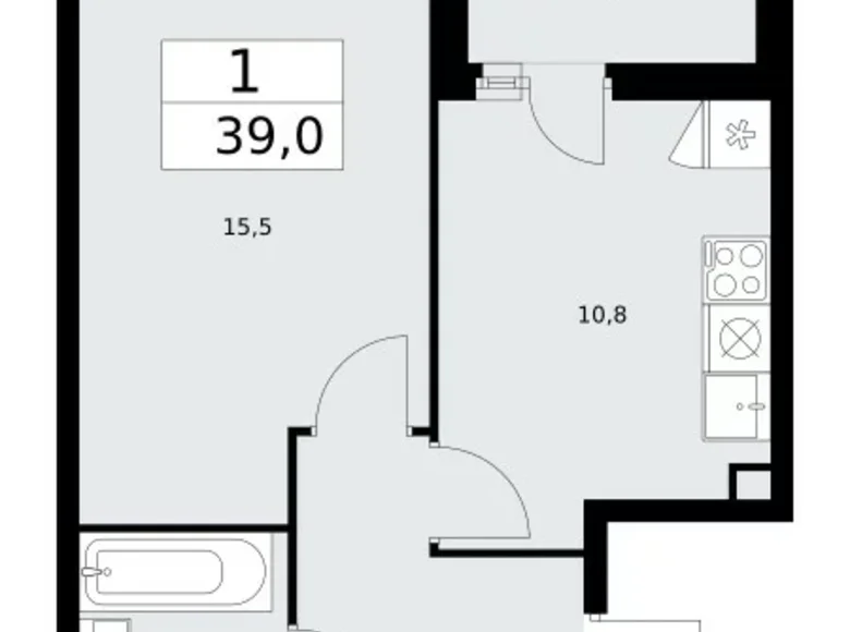 Квартира 1 комната 39 м² Москва, Россия