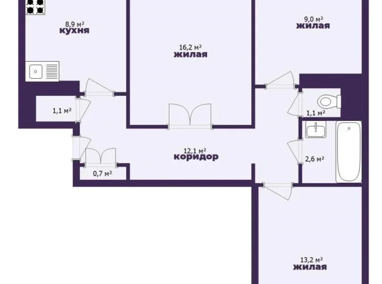 Wohnung 66 m² Minsk, Weißrussland