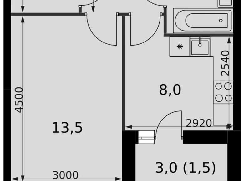 Apartamento 1 habitación 36 m² Razvilka, Rusia