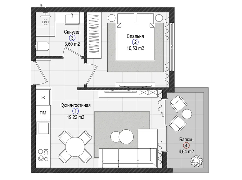 Apartamento 1 habitación 43 m² Gazipasa, Turquía