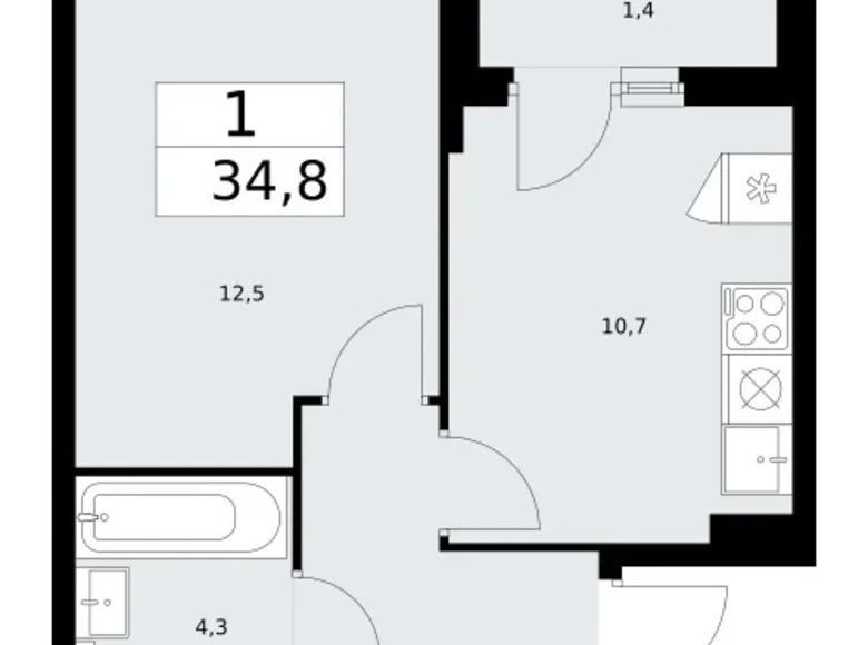 Wohnung 1 zimmer 35 m² Troizk, Russland