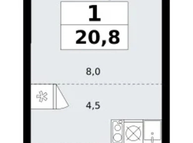 Wohnung 1 Zimmer 21 m² poselenie Sosenskoe, Russland