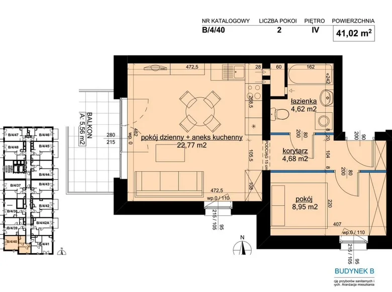 Квартира 2 комнаты 41 м² Познань, Польша