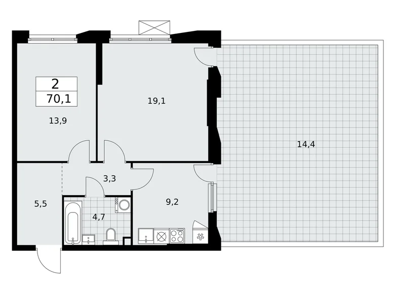 Mieszkanie 2 pokoi 70 m² poselenie Sosenskoe, Rosja