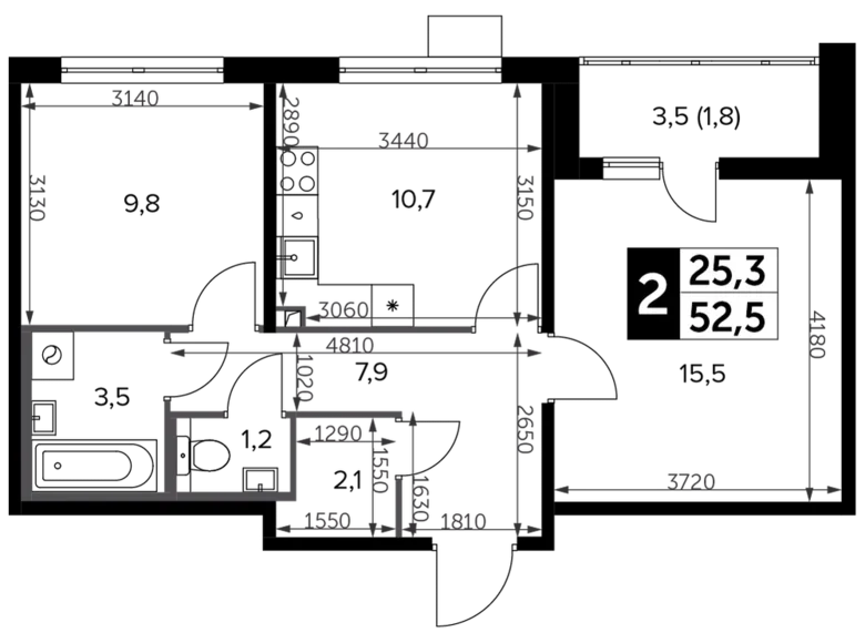 Appartement 2 chambres 54 m² Leninsky District, Russie