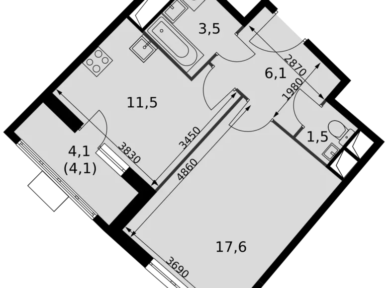 Apartamento 1 habitación 42 m² Razvilka, Rusia