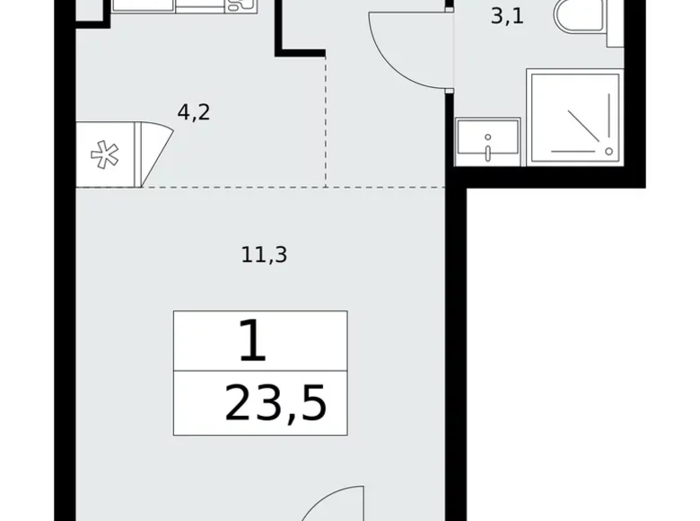 Appartement 1 chambre 24 m² poselenie Desenovskoe, Fédération de Russie