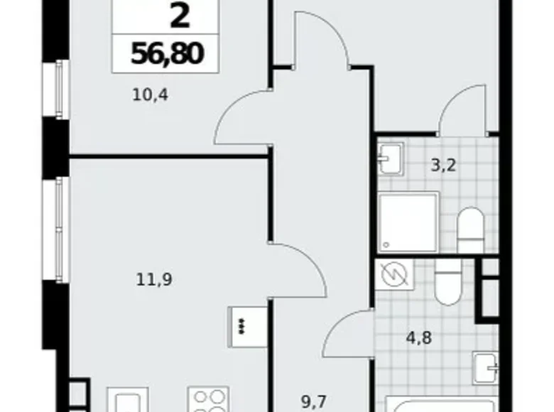 Wohnung 2 Zimmer 57 m² Nördlicher Verwaltungsbezirk, Russland