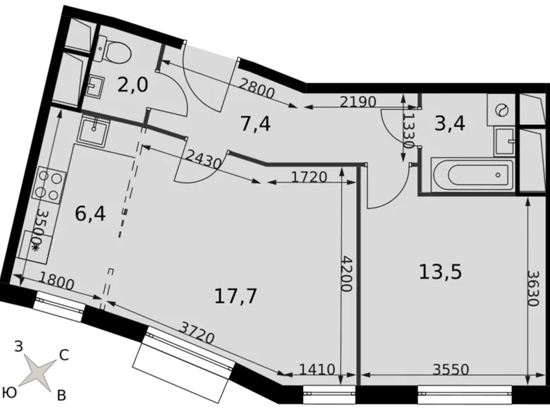 Apartamento 2 habitaciones 50 m² Razvilka, Rusia