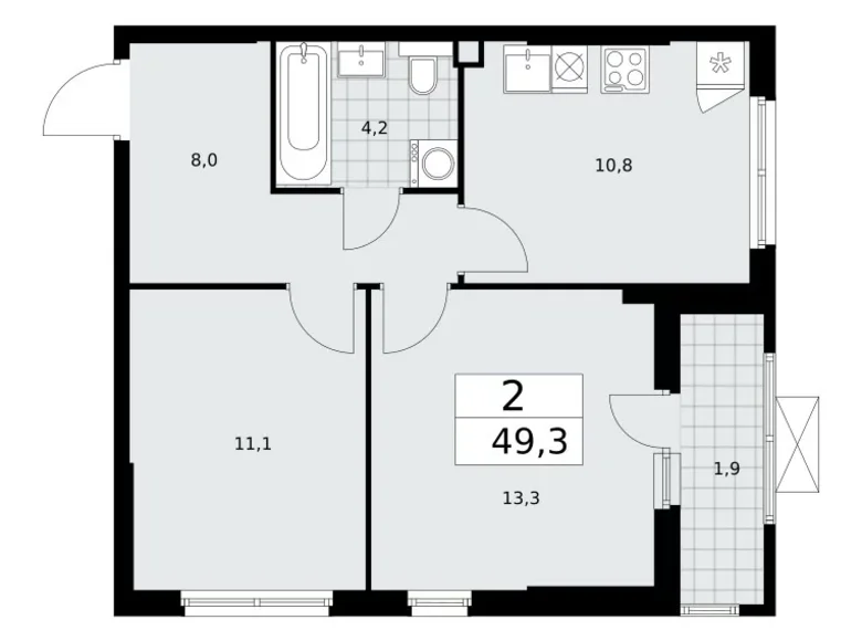 Квартира 2 комнаты 49 м² поселение Сосенское, Россия