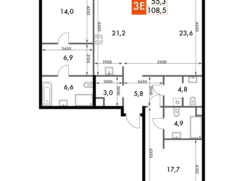 Appartement 3 chambres 109 m² North-Western Administrative Okrug, Fédération de Russie