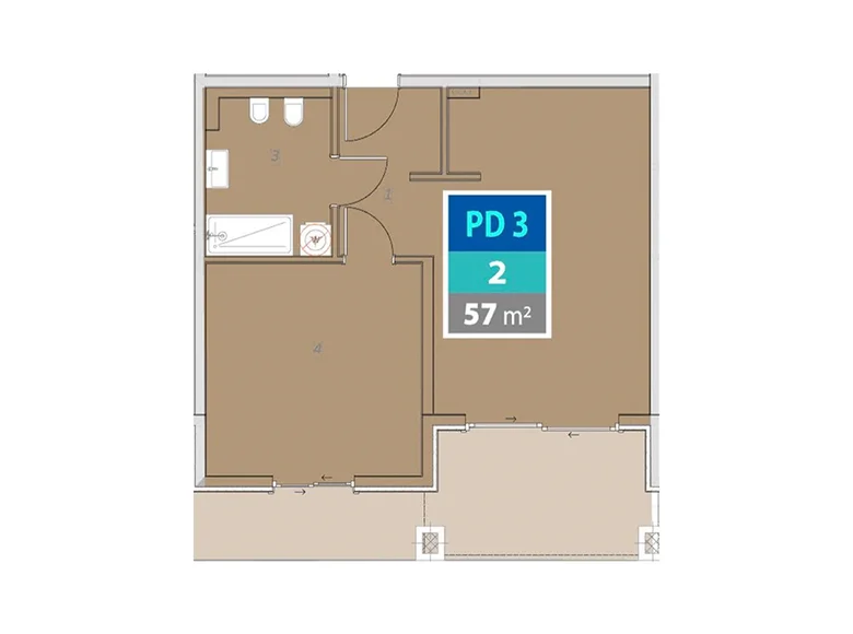 Apartamento 2 habitaciones 57 m² Provodina, Montenegro
