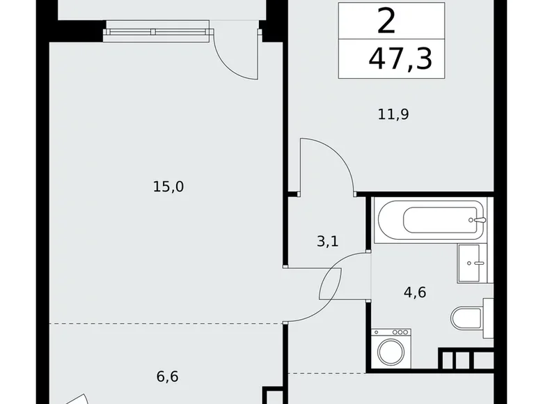 Apartamento 2 habitaciones 47 m² poselenie Sosenskoe, Rusia