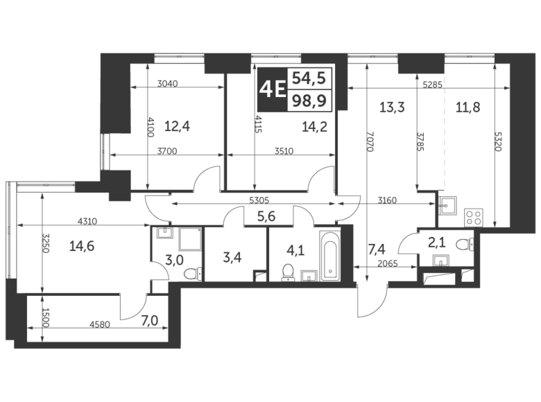 Apartamento 4 habitaciones 99 m² Konkovo District, Rusia