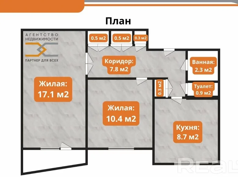 2 room apartment 48 m² Sluck, Belarus