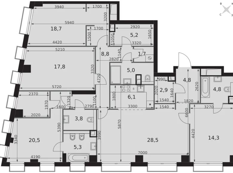 Apartamento 5 habitaciones 148 m² North-Western Administrative Okrug, Rusia