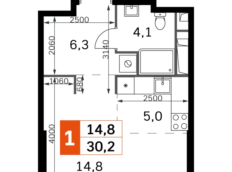 Studio 1 chambre 30 m² North-Western Administrative Okrug, Fédération de Russie